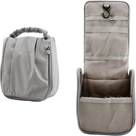 Lille Hængende Rejseorganisator Sky Toilettaske Makeup Taske Kosmetiktaske Bærbar Vandtæt til Kvinder og Piger (Grå){EE}