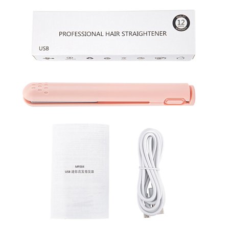 Mini 2-i-1 rettetang USB keramisk oppvarming rettetang krølltang Rose