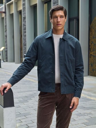 John Henric Men's Marineblaue Kurze Jacke Regular Fit Size S