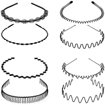 8 st metallhårband, flexibelt metallhårband svart halkfritt hårband, unisex