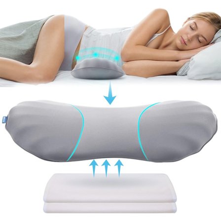 Justerbar lændestøttepude til søvn lavet af memoryskum, ryglænsstøttepude til lindring af lændesmerter, rygpude til søvn