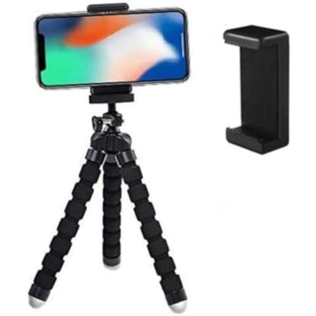 Telefonstativ, Flexibel Stativ för iPhone och Android, Bärbar Liten Stativ med Telefonklämma för Videoinspelning/Vlogg