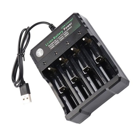 4-slots batteriopladningsadapter 18650 batterier opladningsetui bærbart til 10440 14500 16340 16650 14650 18350 18500 batterier