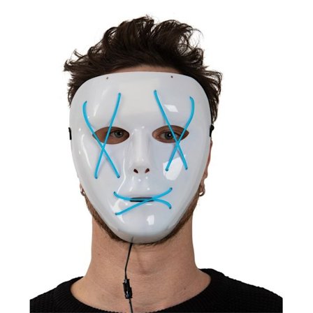 Halloweenmaske Staty, Blå LED-maske