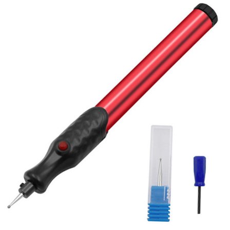 Bærbar Elektrisk Graveringspen Udskæringsværktøj Med Diamantspids Til Smykker Metal Glas Sten Plast Træ Rød