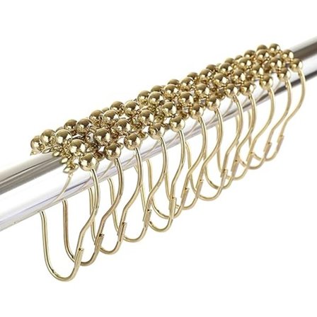 12 st duschdraperiringar i kromat rostfritt stål - Guld