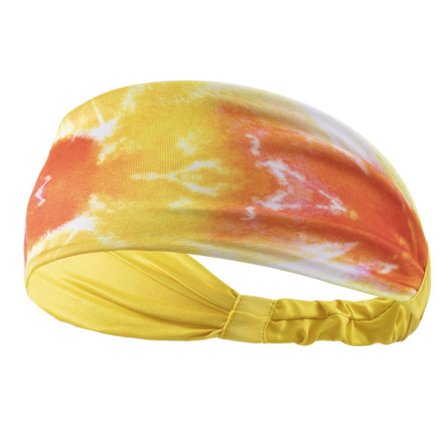 Yoga Treningshodeband - Stilig Tie Dye, Svetteabsorberende, Bredt Hodeband for Trening, Løping, Sykling - Gult