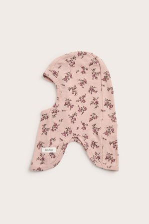 Newbie | Blomstrete balaclava i ull | Rosa