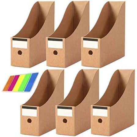 6-pakning tidsskriftsholdere i papp for kontoroppbevaring, tidsskriftsoppbevaring, papiravisorganisator, dokumentholder for skrivebord, tidsskrift...