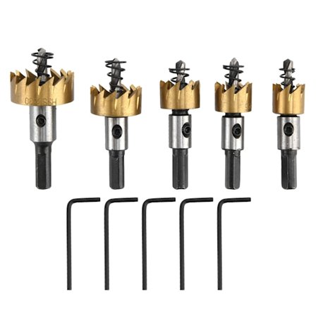 5 stk hullåpnersett for rask kutting av HSS, presis og tryggere aluminiumboring for åpninger i gummi og plast