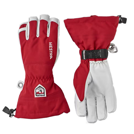 Hestra Army Leather Heli Ski 5 Finger Red