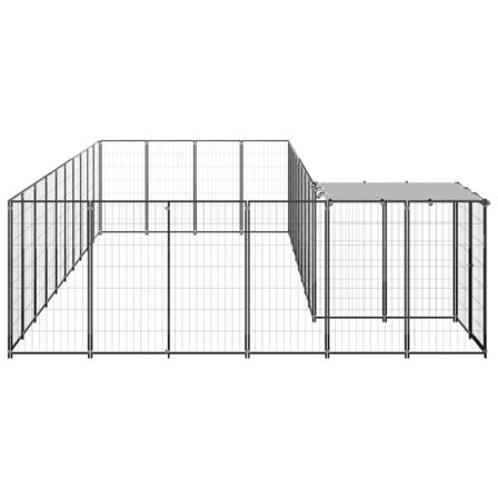 Vidaxl Hundgård Svart 19,36 M² Stål Svart