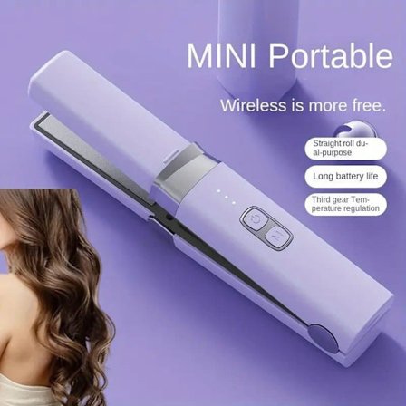 Trådlös Plattång & Locktång 2-i-1 – Bärbar Uppladdningsbar Hårstyler med Keramisk Värmeteknik, USB-C & Temperaturkontroll_TF_TF