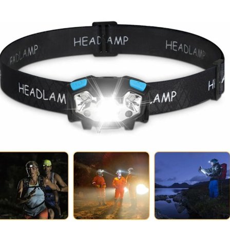 LED Hodelykt, 3000Lumen LED Arbeidslys, Bevegelsessensor Hodelykt, ZQKLA