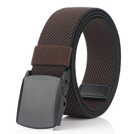 Kaffefarget elastisk belte for menn med plastspenne, fullt justerbart