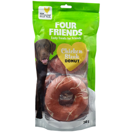 FourFriends - Donut med kyllingbiff 240 g - Hund - Hundegodbiter & tyggebein - Tyggeruller & tyggepinner - ZOO.no