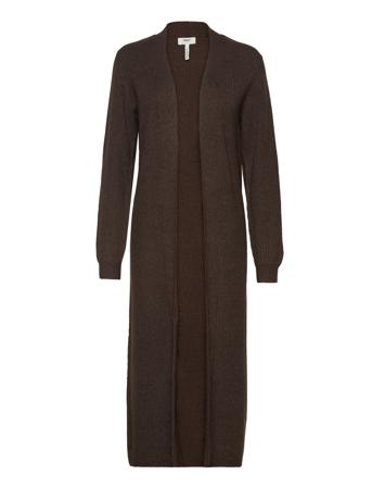 Objmalena L/S Knit Long Cardigan Strikkegenser Cardigan Brun Object