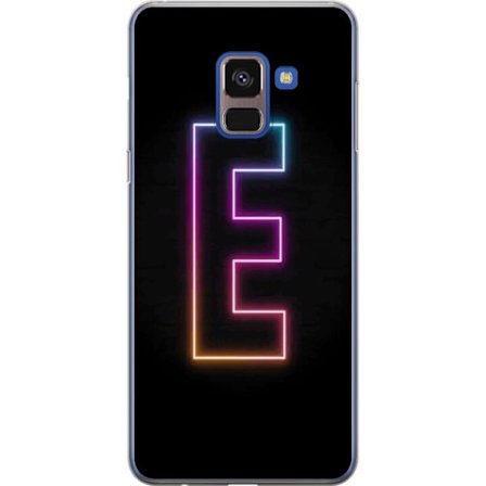 Kompatibelt Mobilskal till Samsung Samsung Galaxy A8 (2018) Minimalistisk neonbokstav E i lysande färger mot mörk bakgrund i modern och stilren desi