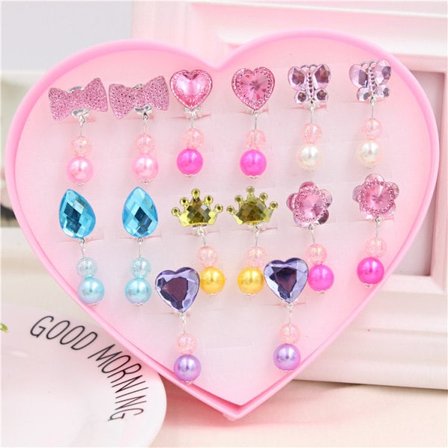 7 Par Clip-on Øreringe til Piger, Legeøreringe Dekorationer Festgaver (Akryl)