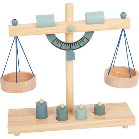 Trädvåg med vikter - SMÅFOT - Pedagogisk träleksak - För barn från 3 år och uppåt