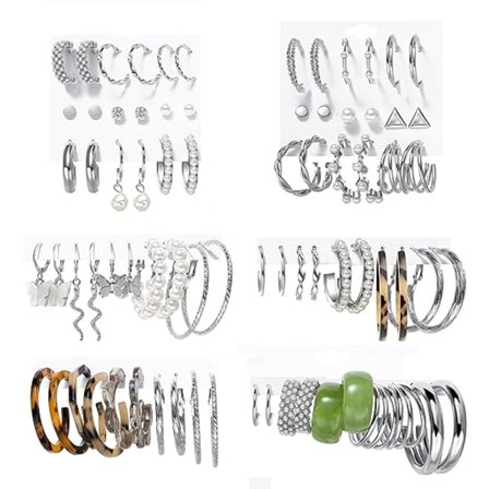 38 par sølv creol øreringe sæt til kvinder, Boho dinglende øreringe pakke, akryl assorteret smykker til gave