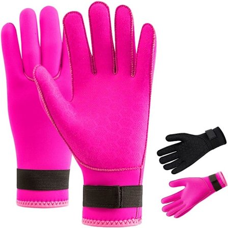 3mm Neopren Dykkehansker, Anti-Skli Varme Neopren Svømmehansker, Termisk Våtdrakt Hanske, (Rosa, L)
