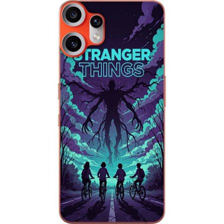 Yhteensopiva Puhelinkuori Nothing Nothing CMF Phone 2 Pro Stranger Things -inspiroitunut fantasiaillustraatio, jossa on tumma hirviö, pyöräilevät
