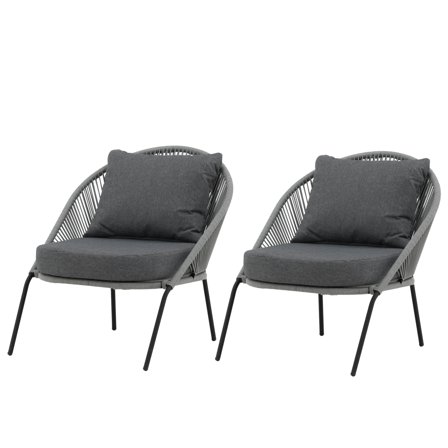 Venture Home Lindos 9317-014 Loungefåtölj 2-pack, svart/grå, Utemöbler
