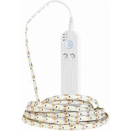 LED-nauha liiketunnistimella, 2 m paristokäyttöinen LED-nauha IR-kaukosäätimellä, 3500K lämmin valkoinen, makuuhuone, vaatekaappi ja porrasvalaistus