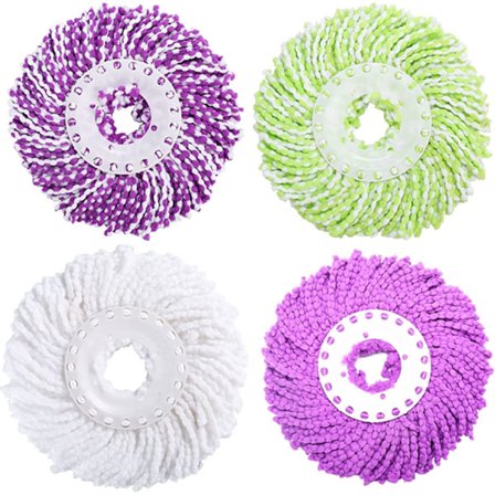 4-pakning Clean Twist Disc Mop-erstatningshode, gjenbrukbar mikrofiber