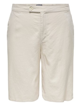 Carcaro Hw Linen Bl Bermu Shorts Beige ONLY Carmakoma