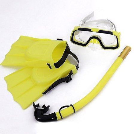 Barn Dykmask Set Anti-fog Simglasögon Masker Snorkel Fenor Kit För Barn Z(Gul)
