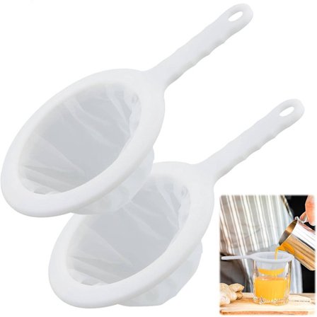 2-delt fødevaresi - Mesh si - Sigtefilter - Genanvendelig si - Til olie, kaffe, te, juice, vin (200 mesh) - Hvid