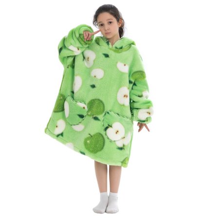 Barneoverdimensjonert hettegenser Hjem Myk Varm Flanell Søt Tegneserie Trykk Lang Ermet Genser Nattøy Gratis Størrelse