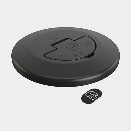 Deck filler cap diesel Roca Deck Filler Cover, ISO 8099 / 4596 / 11192 / 9093-1, 1 1/2" thread, black anodized stainless steel AISI 316