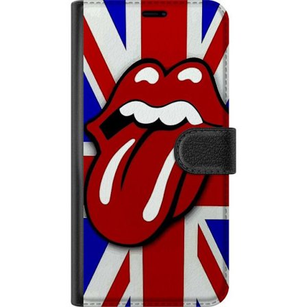 Kompatibel Tegnebogsetui til Samsung Samsung Galaxy A16 5G Rolling Stones Lips med britisk flag i baggrunden, klassiskt og farverigt motiv for musikel
