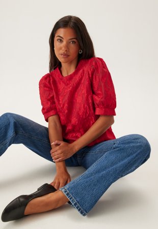 Pieces - Pcjala 2/4 TOP WVN TOP WVN Top - Goji Berry - Kläder - - Bubbleroom