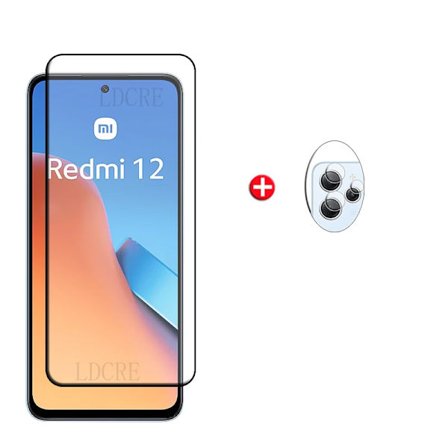 För Xiaomi Redmi 12 Glas Redmi 12 Härdat Glas Skyddande Full Cover Lim 9H HD Skärmskydd