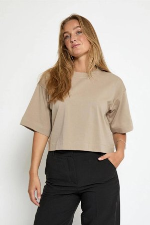 Gamma Cropped GOTS T-shirt String Grey XS