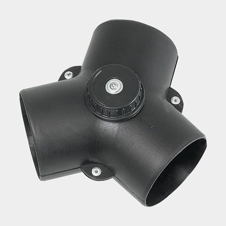 Y-kus horkovzdušné hadice, Ø55 / 90 / 90 mm, plast, černý