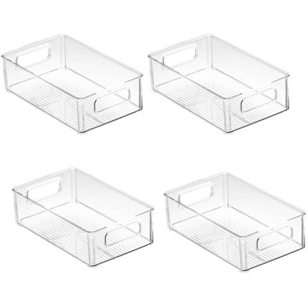 4 st stapelbara förvaringsbehållare för kylskåp med genomskinliga handtag av plast - Förvaring av mat
