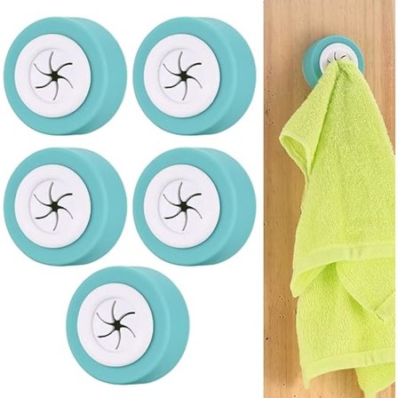 5 st handduksklipp, självhäftande handdukshållare, självhäftande kökshanddukskrokar, ingen borrning rund handdukskrok för badrum, garderob, garderob