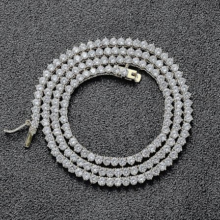3mm 16" 18" 20" 22" Mässingsinställning C 3-stift tenniskedja Halsband Guld/silver Färg Iced Out Aaa Cubic Zirconia Bc213