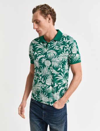GANT Printed Ss Polo - Green - S