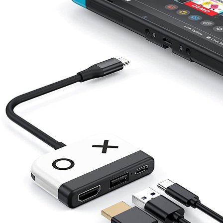 (Vit) Switch Dock för Nintendo Switch OLED, 3-i-1 TV-adapter med