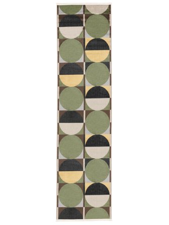Jeff Washable 80X300 Small Green Runner Rug