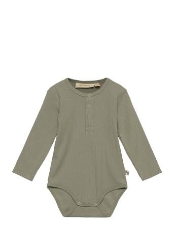 Sgjoss Rib Pattern Ls Body Bodies Long-sleeved Grön Soft Gallery