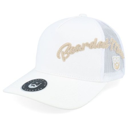 Bearded Man - Vit trucker Keps - Side Arch 3d Logo White A-frame Trucker @ Hatstore