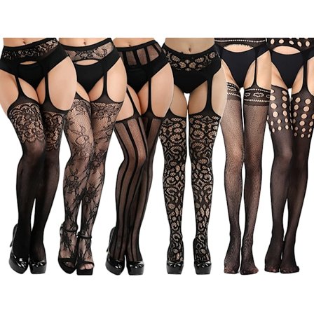 6-pack High Waist Tights Nettstrømper Høye lårsokker