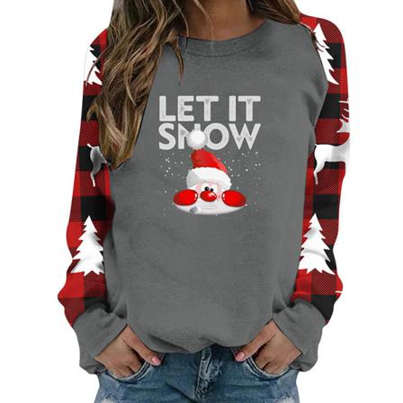 Långärmad Tröja För Kvinnor Med Crew-neck Jultröjor